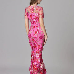 Women's Elegant Embroidered Mesh Maxi Dress | Sophisticated Evening Gown for Special Occasions 5