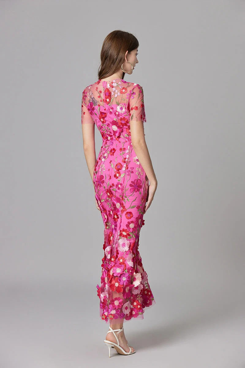 Women's Elegant Embroidered Mesh Maxi Dress | Sophisticated Evening Gown for Special Occasions 5
