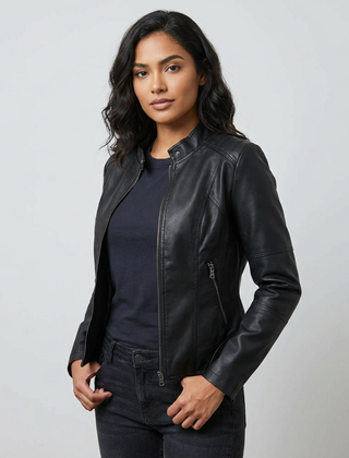 Women's Elegant Faux Leather Jacket | Fitted Stylish Outerwear 0