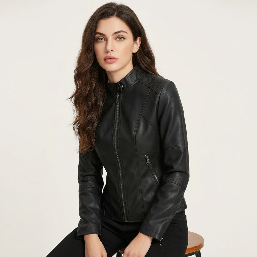 Women's Elegant Faux Leather Jacket | Fitted Stylish Outerwear 1