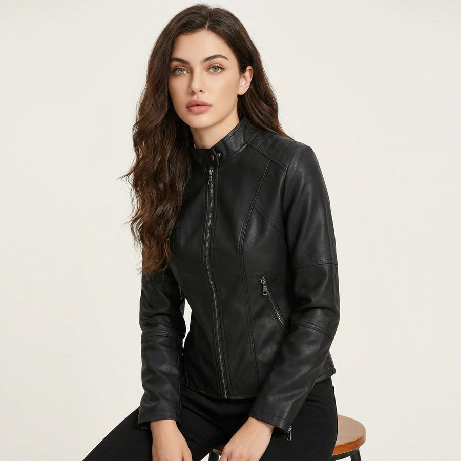 Women's Elegant Faux Leather Jacket | Fitted Stylish Outerwear 1