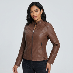 Women's Elegant Faux Leather Jacket | Fitted Stylish Outerwear 3