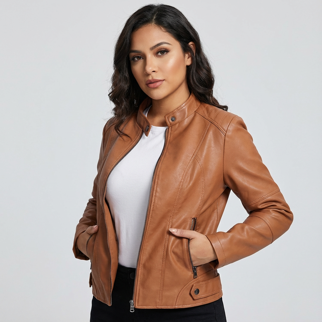 Women's Elegant Faux Leather Jacket | Fitted Stylish Outerwear 5