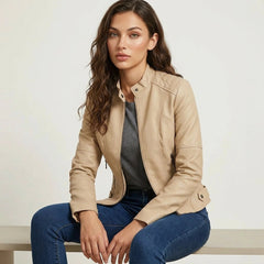 Women's Elegant Faux Leather Jacket | Fitted Stylish Outerwear 6