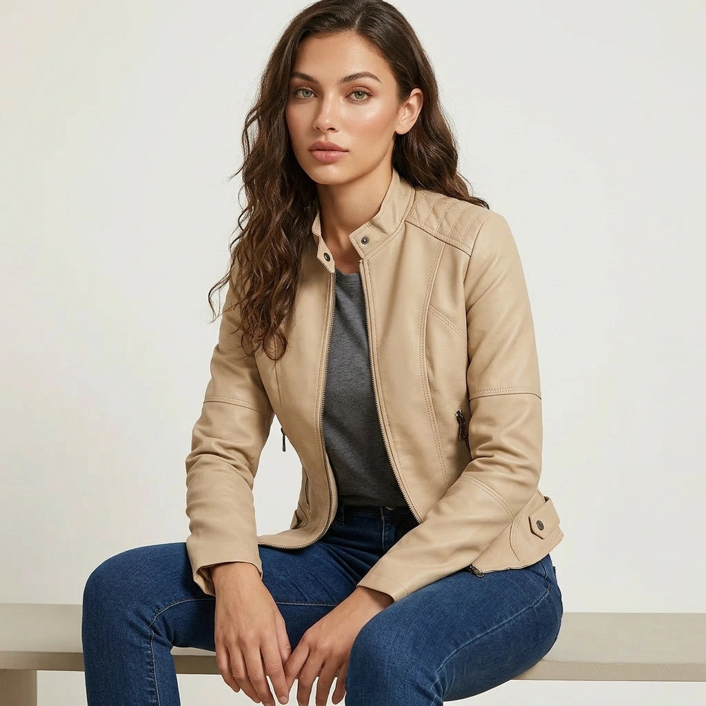 Women's Elegant Faux Leather Jacket | Fitted Stylish Outerwear 6