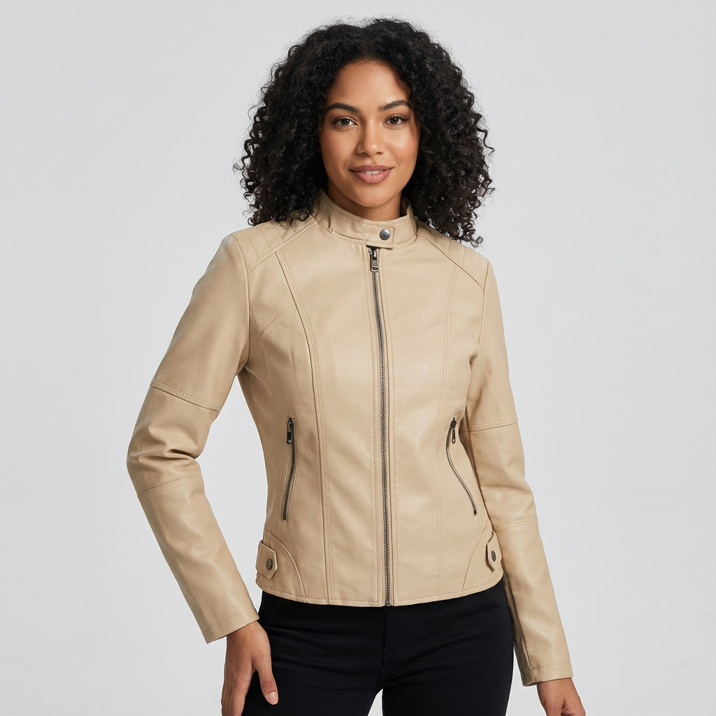 Women's Elegant Faux Leather Jacket | Fitted Stylish Outerwear 7