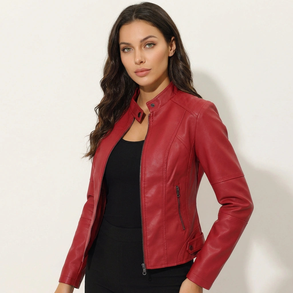 Women's Elegant Faux Leather Jacket | Fitted Stylish Outerwear 8