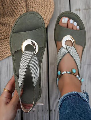 Women's Elegant Flat Sandals | Chic Metal Buckle Summer Footwear 2