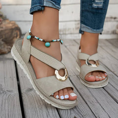 Women's Elegant Flat Sandals | Chic Metal Buckle Summer Footwear 4