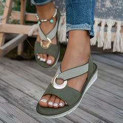 Women's Elegant Flat Sandals | Chic Metal Buckle Summer Footwear 5