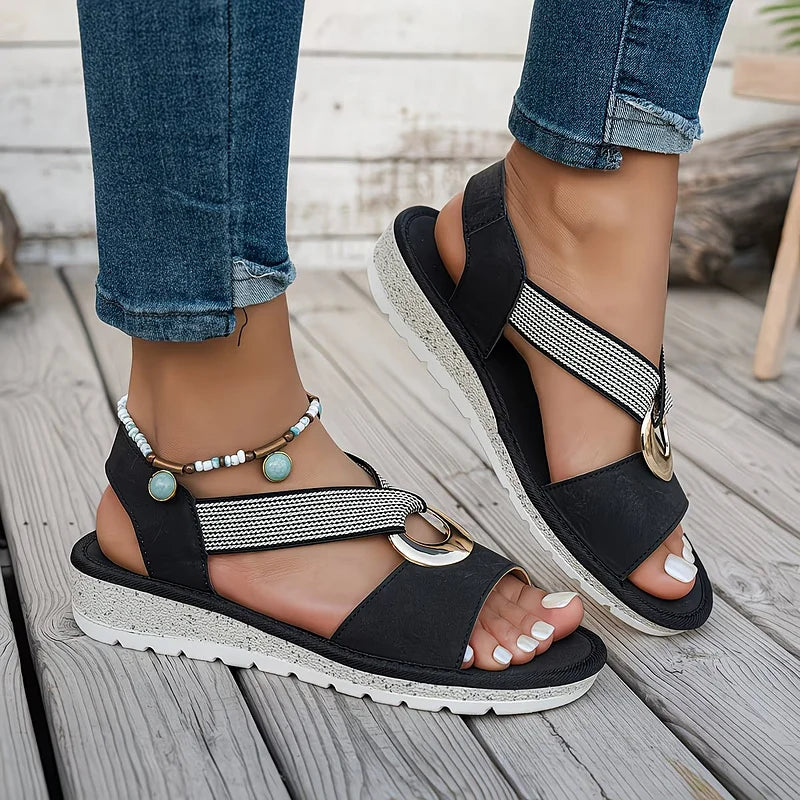 Women's Elegant Flat Sandals | Chic Metal Buckle Summer Footwear 6