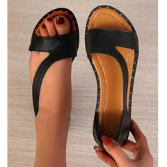Women's Elegant Flat Slip-On Sandals | Comfortable Open-Toe Summer Footwear 1