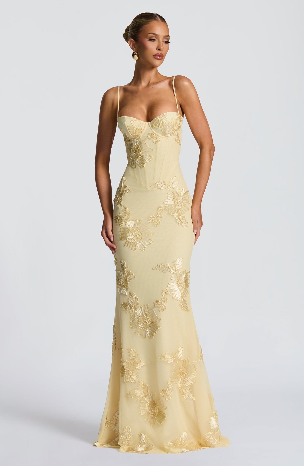 Women's Elegant Floral Applique Maxi Dress | Refined Formal Evening Gown 7