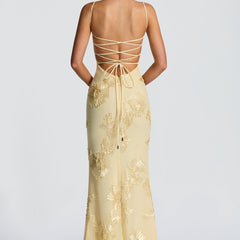 Women's Elegant Floral Applique Maxi Dress | Refined Formal Evening Gown 8