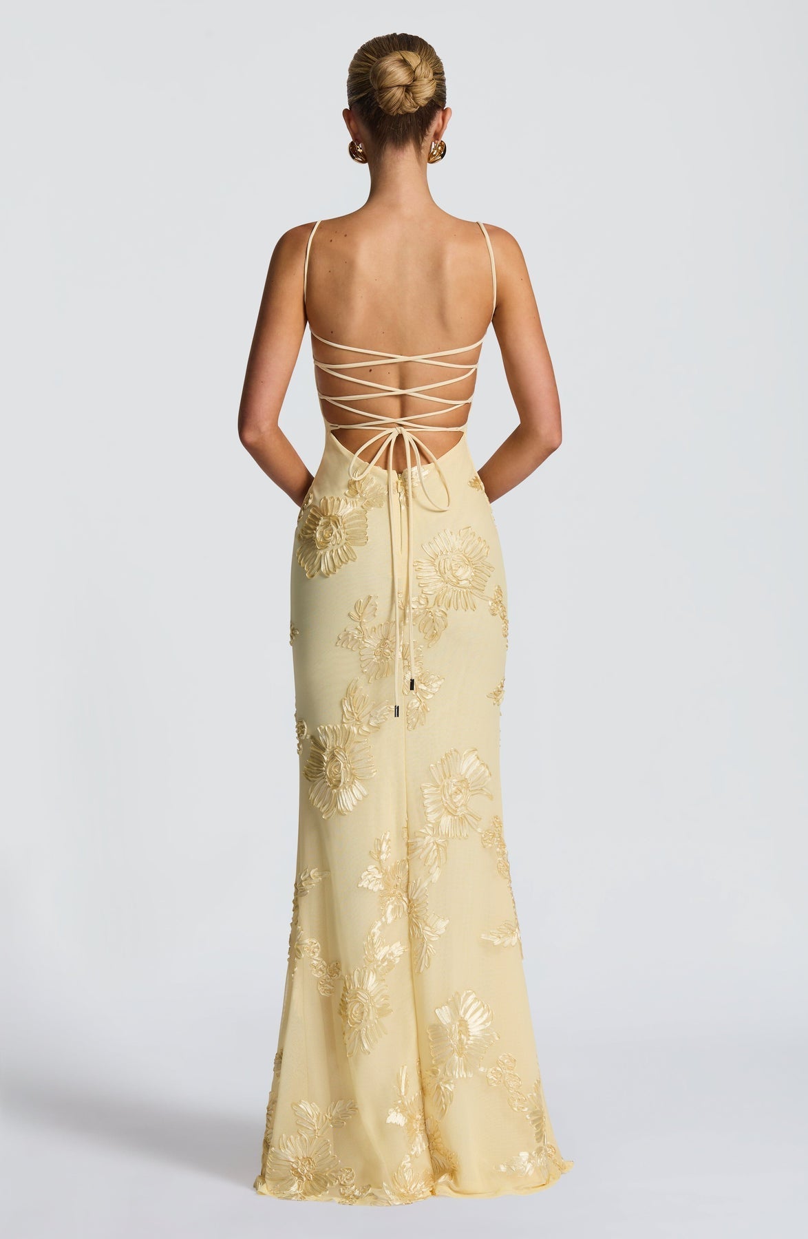 Women's Elegant Floral Applique Maxi Dress | Refined Formal Evening Gown 8