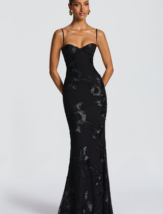 Women's Elegant Lace Maxi Dress | Figure-Hugging Flared Evening Gown 0
