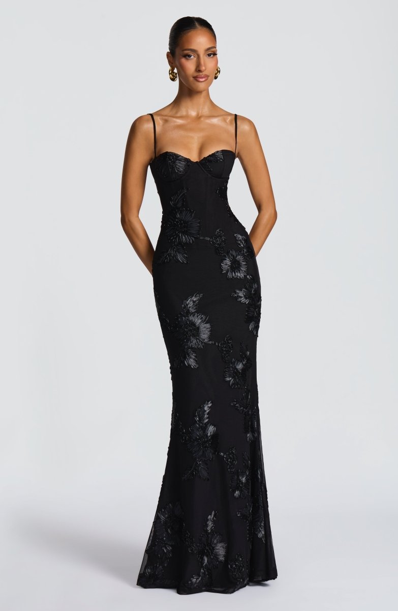 Women's Elegant Lace Maxi Dress | Figure-Hugging Flared Evening Gown 0