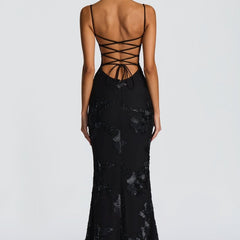 Women's Elegant Lace Maxi Dress | Figure-Hugging Flared Evening Gown 1