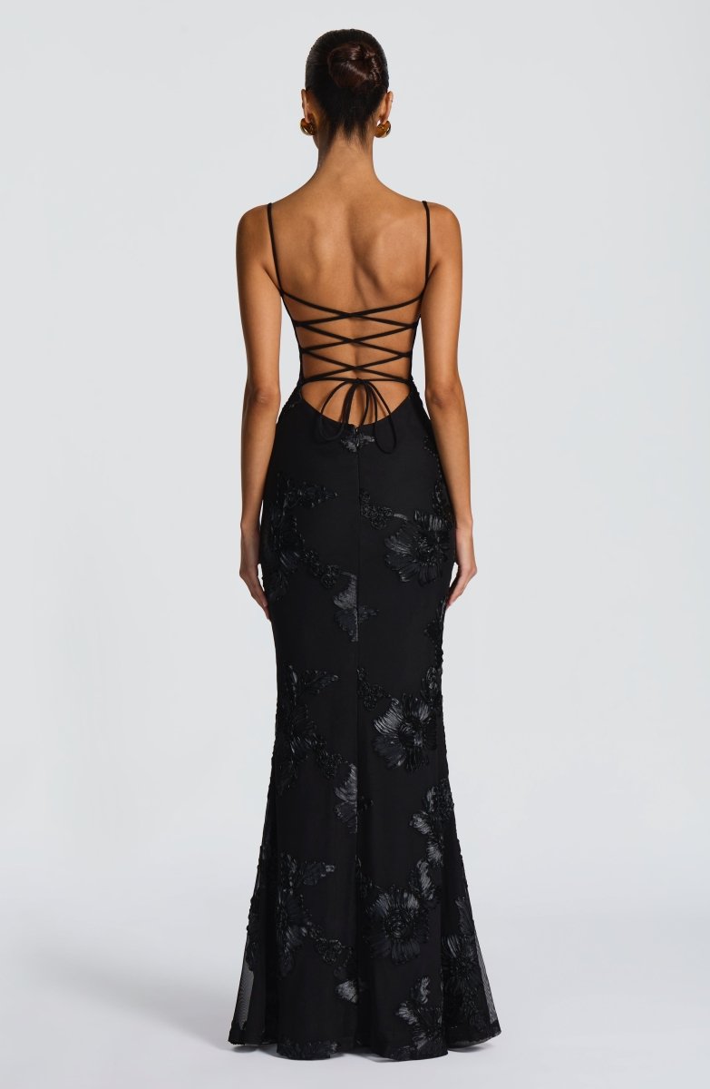 Women's Elegant Lace Maxi Dress | Figure-Hugging Flared Evening Gown 1