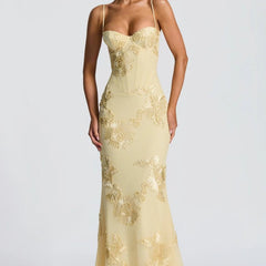 Women's Elegant Lace Maxi Dress | Figure-Hugging Flared Evening Gown 10
