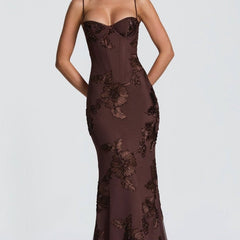 Women's Elegant Lace Maxi Dress | Figure-Hugging Flared Evening Gown 3