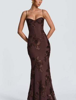Women's Elegant Lace Maxi Dress | Figure-Hugging Flared Evening Gown 3