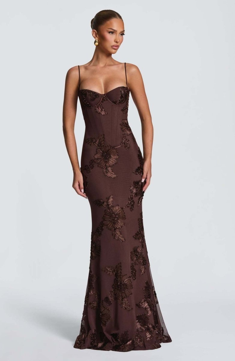 Women's Elegant Lace Maxi Dress | Figure-Hugging Flared Evening Gown 4