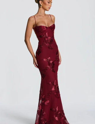 Women's Elegant Lace Maxi Dress | Figure-Hugging Flared Evening Gown 5
