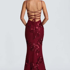 Women's Elegant Lace Maxi Dress | Figure-Hugging Flared Evening Gown 6