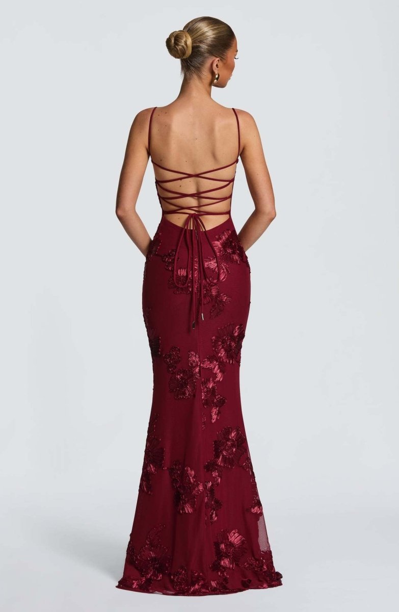 Women's Elegant Lace Maxi Dress | Figure-Hugging Flared Evening Gown 6