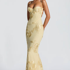 Women's Elegant Lace Maxi Dress | Figure-Hugging Flared Evening Gown 7