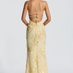 Women's Elegant Lace Maxi Dress | Figure-Hugging Flared Evening Gown 8