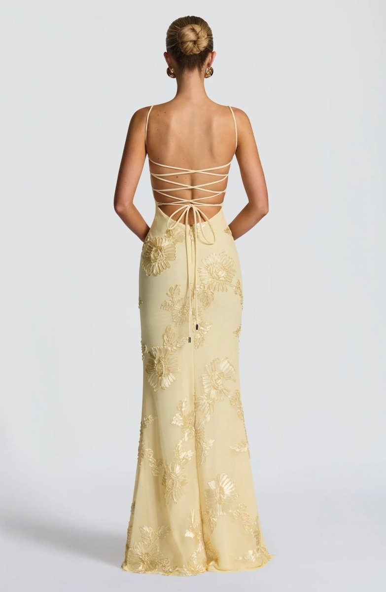 Women's Elegant Lace Maxi Dress | Figure-Hugging Flared Evening Gown 8