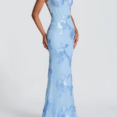 Women's Elegant Lace Maxi Dress | Figure-Hugging Flared Evening Gown 9