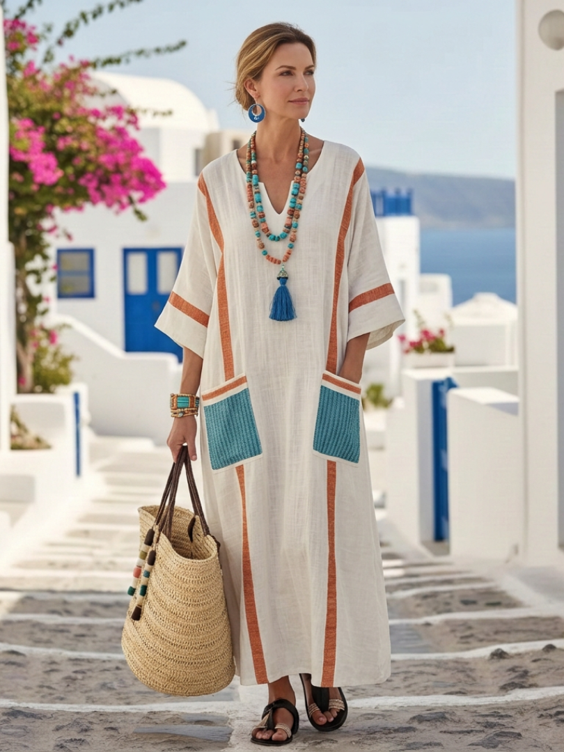 Women's Elegant Maxi Dress | Flowing Relaxed Fit Summer Gown with Pockets 1