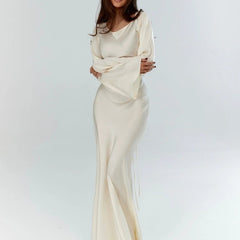 Women's Elegant Maxi Dress | Long Sleeve Flowing Formal Evening Gown 0