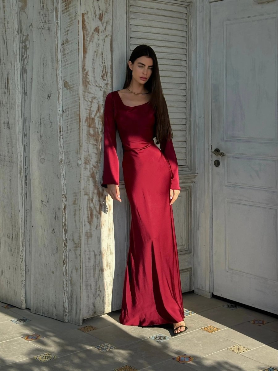 Women's Elegant Maxi Dress | Long Sleeve Flowing Formal Evening Gown 2