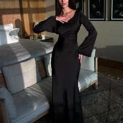 Women's Elegant Maxi Dress | Long Sleeve Flowing Formal Evening Gown 5