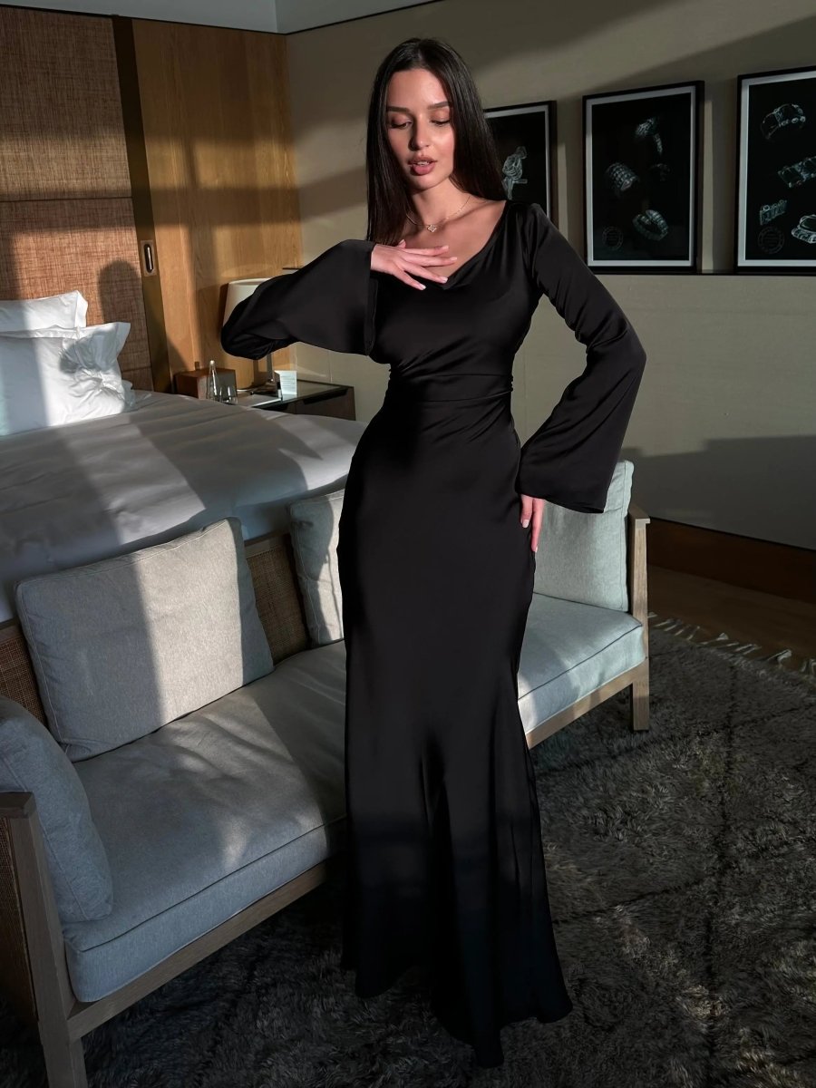 Women's Elegant Maxi Dress | Long Sleeve Flowing Formal Evening Gown 5
