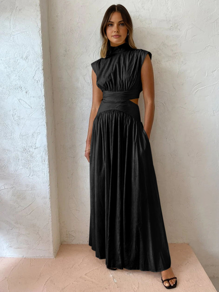 Women's Elegant Maxi Dress | Sleeveless High Neck Cut-Out Formal Gown 1