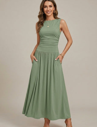 Women's Elegant Maxi Dress | Sleeveless Ruched Waist with Pockets | Flattering Summer Evening Dress 2