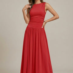Women's Elegant Maxi Dress | Sleeveless Ruched Waist with Pockets | Flattering Summer Evening Dress 4