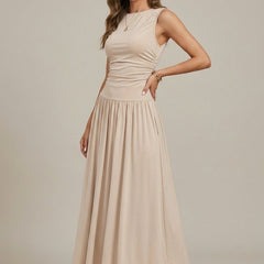 Women's Elegant Maxi Dress | Sleeveless Ruched Waist with Pockets | Flattering Summer Evening Dress 5