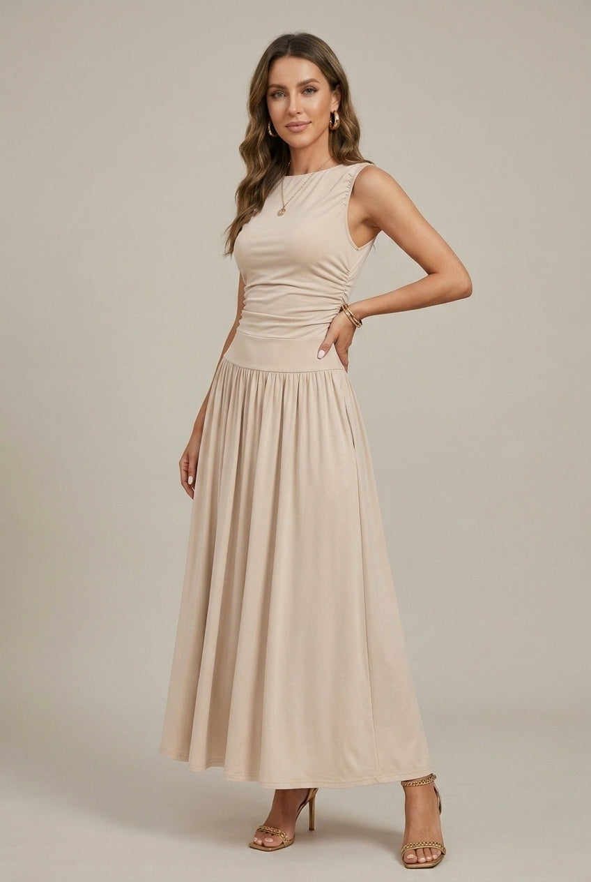 Women's Elegant Maxi Dress | Sleeveless Ruched Waist with Pockets | Flattering Summer Evening Dress 5