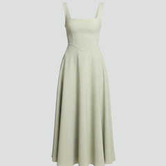 Women's Elegant Midi Dress | Chic Square Neckline High Waist Summer Dress 1