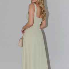 Women's Elegant Midi Dress | Chic Square Neckline High Waist Summer Dress 3