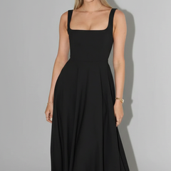 Women's Elegant Midi Dress | Chic Square Neckline High Waist Summer Dress 5