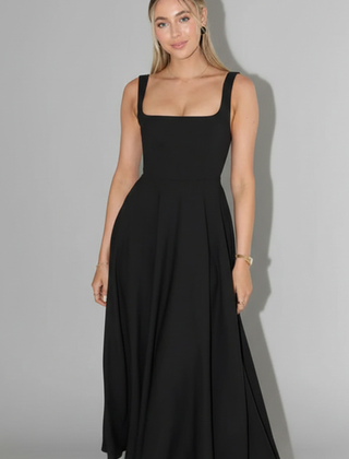 Women's Elegant Midi Dress | Chic Square Neckline High Waist Summer Dress 5