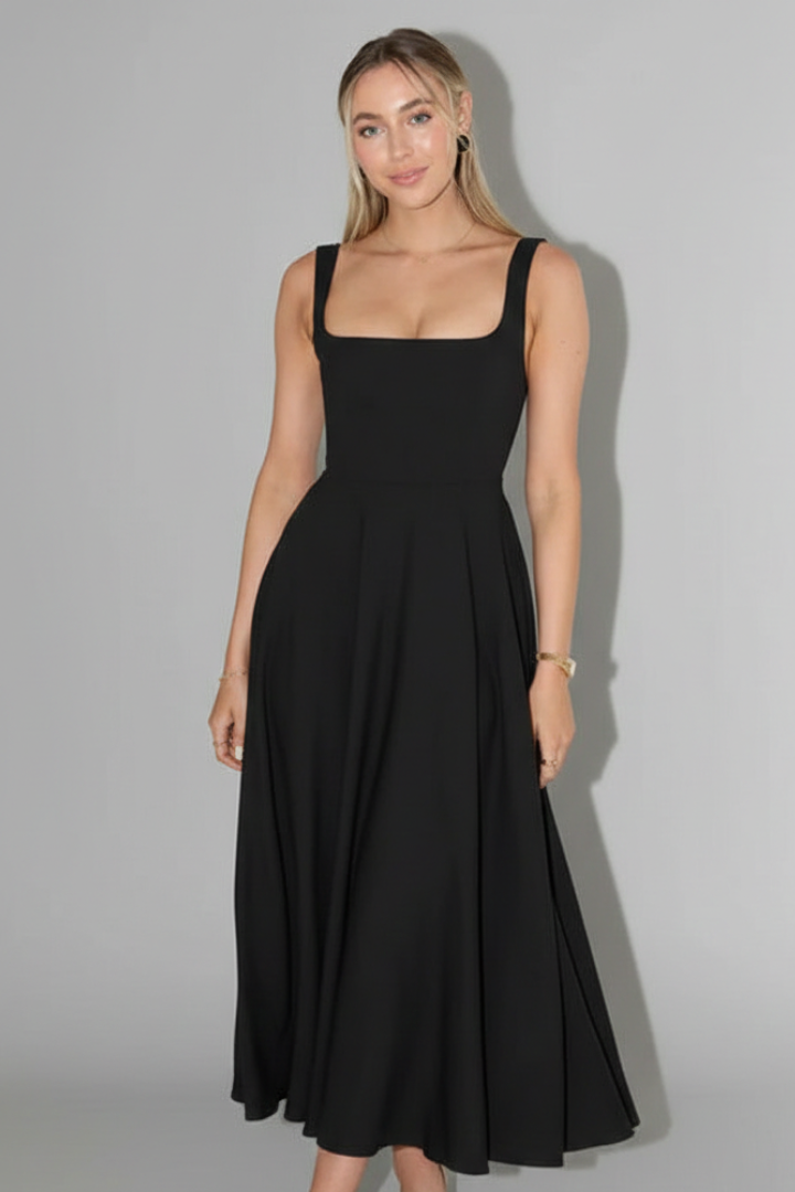 Women's Elegant Midi Dress | Chic Square Neckline High Waist Summer Dress 5