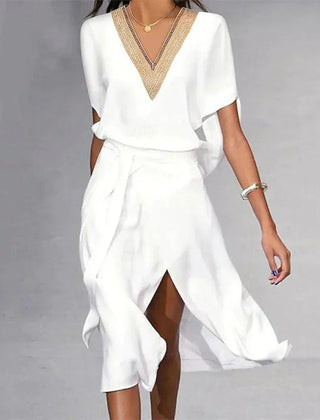 Women's Elegant Midi Dress | Draped Sleeve Formal Cocktail Dress for Special Occasions 0